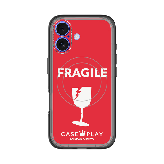 スリムプロテクションプレミアムケース with MagSafe［ FRAGILE - Red ］