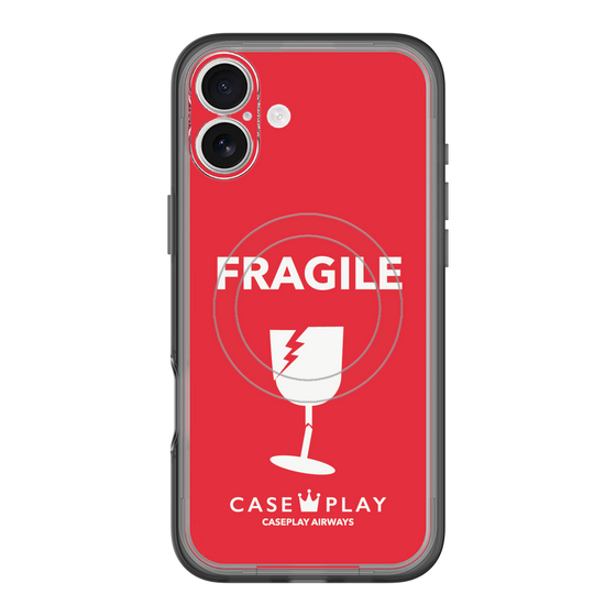スリムプロテクションプレミアムケース with MagSafe［ FRAGILE - Red ］