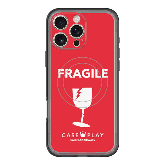 スリムプロテクションプレミアムケース with MagSafe［ FRAGILE - Red ］