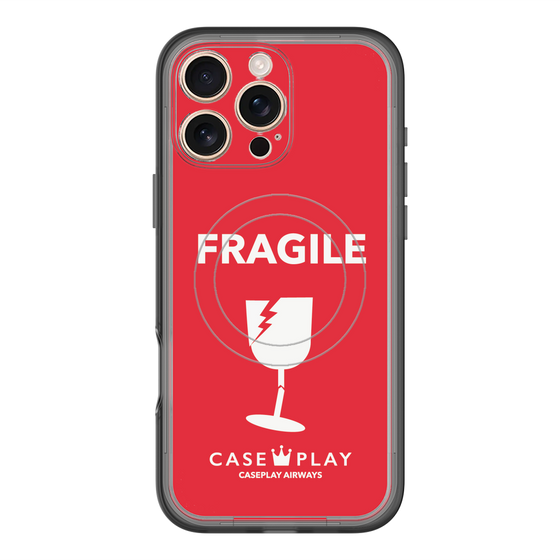 スリムプロテクションプレミアムケース with MagSafe［ FRAGILE - Red ］