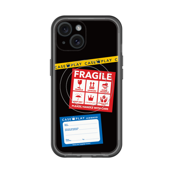 スリムプロテクションプレミアムケース with MagSafe［ FRAGILE Stickers - Black ］