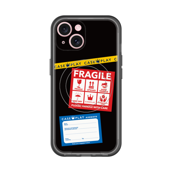 スリムプロテクションプレミアムケース with MagSafe［ FRAGILE Stickers - Black ］