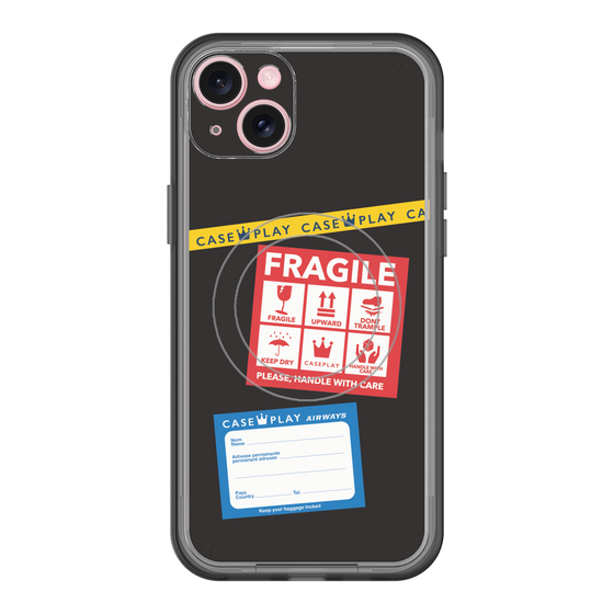 スリムプロテクションプレミアムケース with MagSafe［ FRAGILE Stickers - Black ］