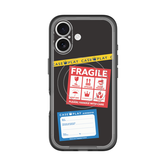スリムプロテクションプレミアムケース with MagSafe［ FRAGILE Stickers - Black ］