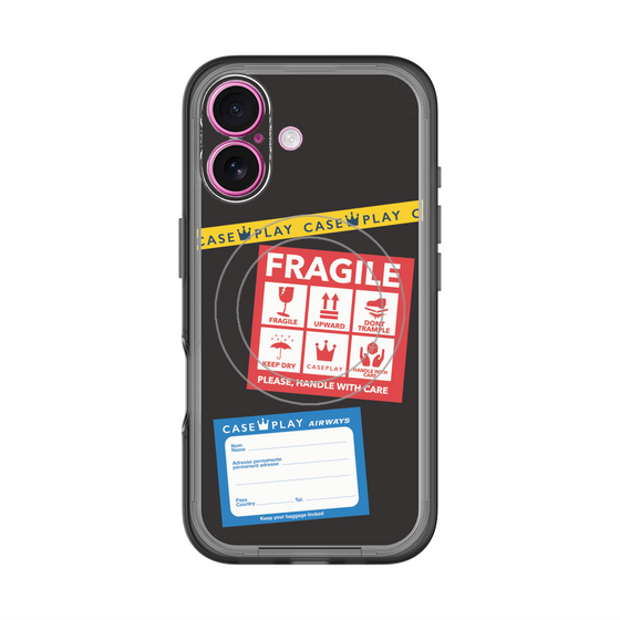 スリムプロテクションプレミアムケース with MagSafe［ FRAGILE Stickers - Black ］