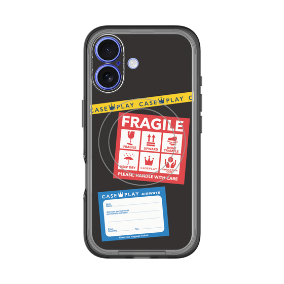 スリムプロテクションプレミアムケース with MagSafe［ FRAGILE Stickers - Black ］