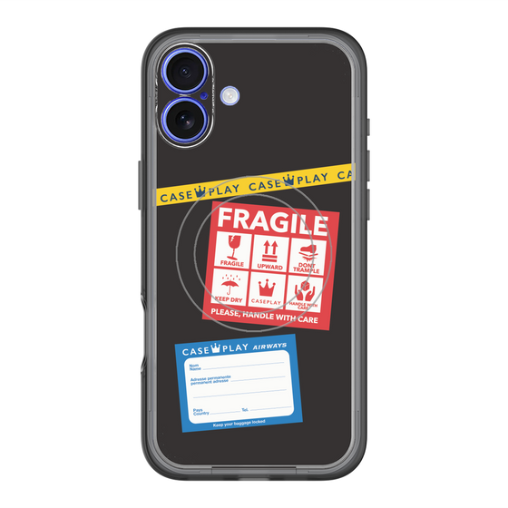 スリムプロテクションプレミアムケース with MagSafe［ FRAGILE Stickers - Black ］