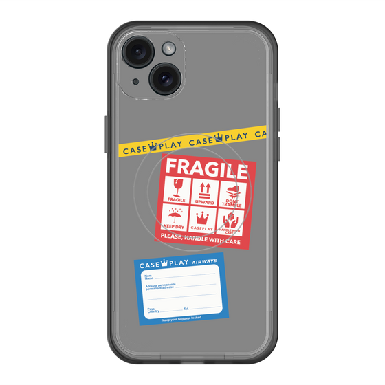 スリムプロテクションプレミアムケース with MagSafe［ FRAGILE Stickers - Gray ］