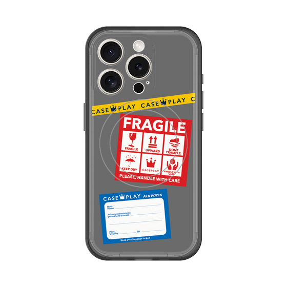 スリムプロテクションプレミアムケース with MagSafe［ FRAGILE Stickers - Gray ］