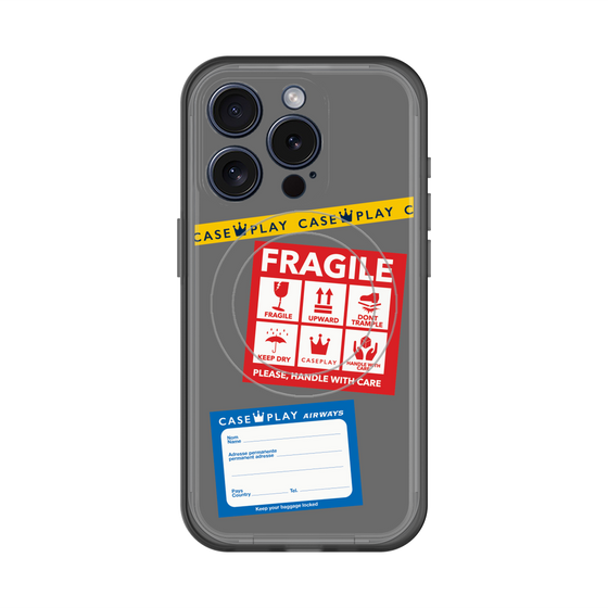 スリムプロテクションプレミアムケース with MagSafe［ FRAGILE Stickers - Gray ］
