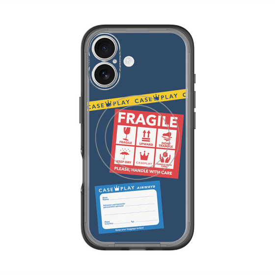 スリムプロテクションプレミアムケース with MagSafe［ FRAGILE Stickers - Navy ］