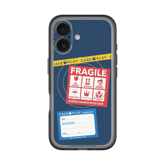 スリムプロテクションプレミアムケース with MagSafe［ FRAGILE Stickers - Navy ］