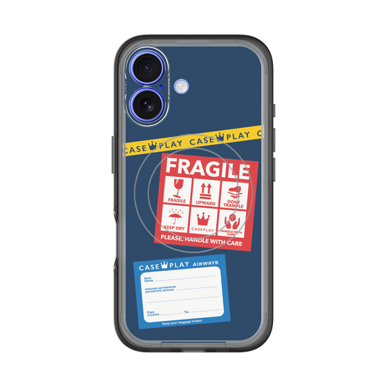 スリムプロテクションプレミアムケース with MagSafe［ FRAGILE Stickers - Navy ］