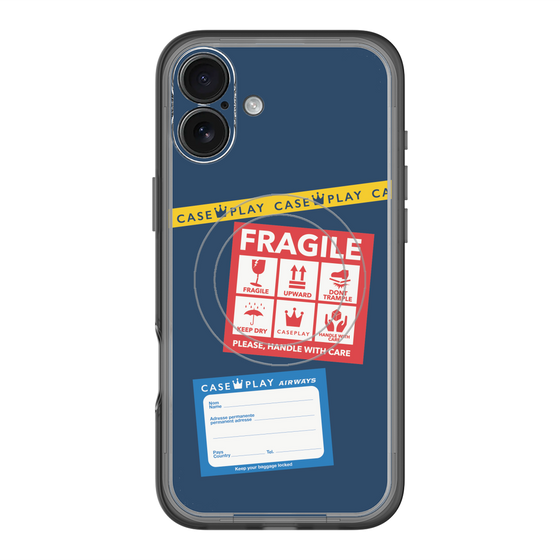 スリムプロテクションプレミアムケース with MagSafe［ FRAGILE Stickers - Navy ］