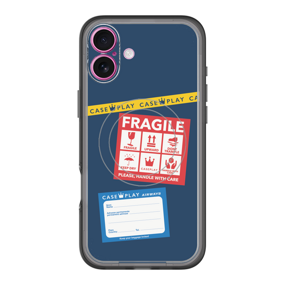 スリムプロテクションプレミアムケース with MagSafe［ FRAGILE Stickers - Navy ］