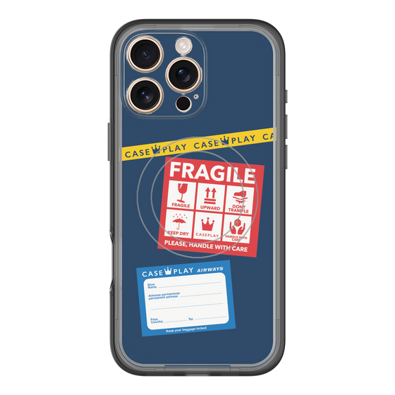 スリムプロテクションプレミアムケース with MagSafe［ FRAGILE Stickers - Navy ］