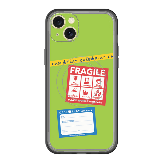 スリムプロテクションプレミアムケース with MagSafe［ FRAGILE Stickers - Green ］