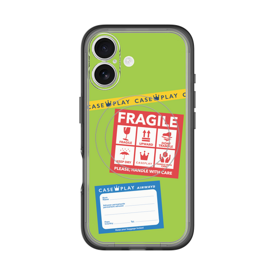 スリムプロテクションプレミアムケース with MagSafe［ FRAGILE Stickers - Green ］