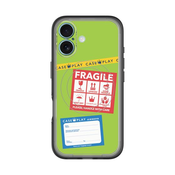 スリムプロテクションプレミアムケース with MagSafe［ FRAGILE Stickers - Green ］