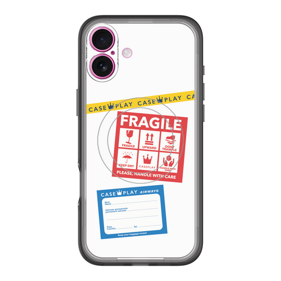 スリムプロテクションプレミアムケース with MagSafe［ FRAGILE Stickers - White ］