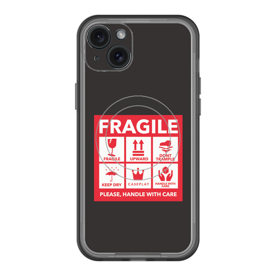 スリムプロテクションプレミアムケース with MagSafe［ FRAGILE Sticker - Black ］