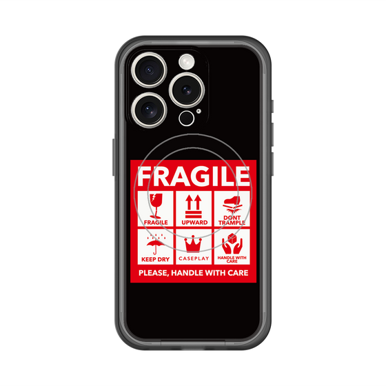 スリムプロテクションプレミアムケース with MagSafe［ FRAGILE Sticker - Black ］