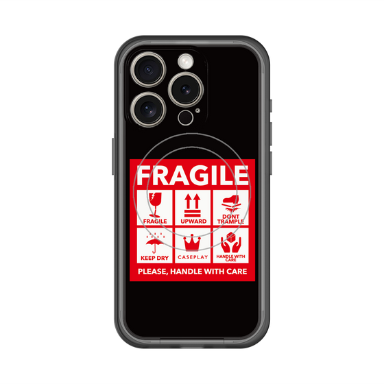 スリムプロテクションプレミアムケース with MagSafe［ FRAGILE Sticker - Black ］
