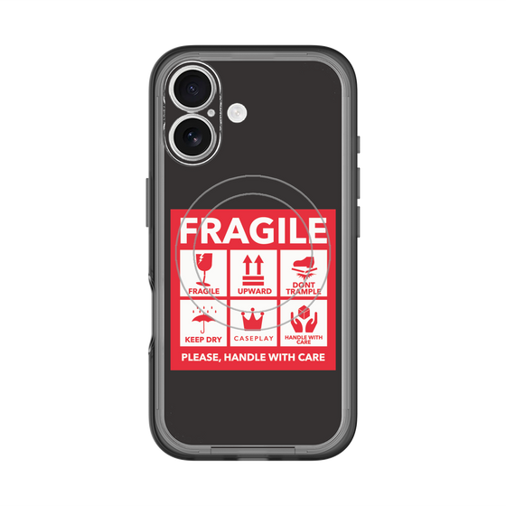 スリムプロテクションプレミアムケース with MagSafe［ FRAGILE Sticker - Black ］