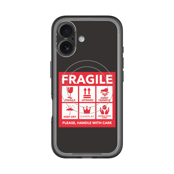 スリムプロテクションプレミアムケース with MagSafe［ FRAGILE Sticker - Black ］