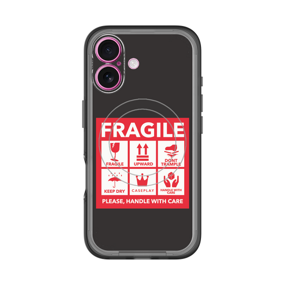 スリムプロテクションプレミアムケース with MagSafe［ FRAGILE Sticker - Black ］