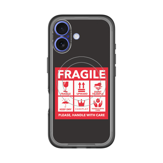 スリムプロテクションプレミアムケース with MagSafe［ FRAGILE Sticker - Black ］
