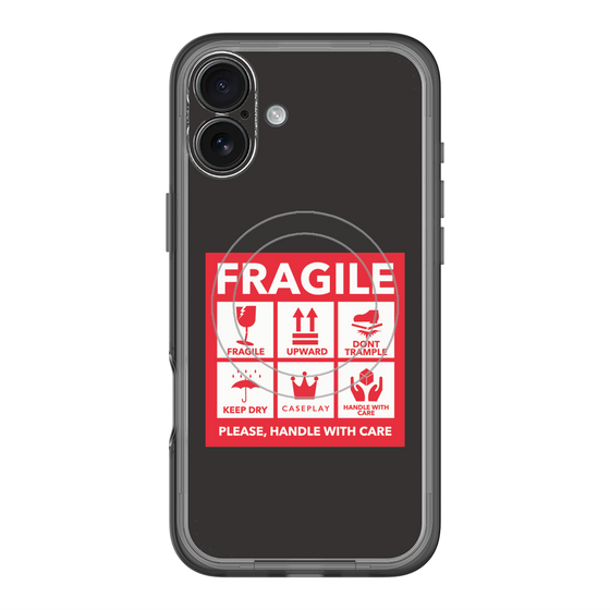 スリムプロテクションプレミアムケース with MagSafe［ FRAGILE Sticker - Black ］