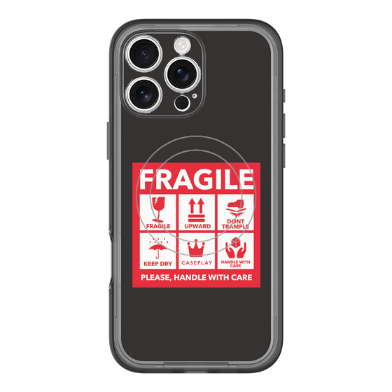 スリムプロテクションプレミアムケース with MagSafe［ FRAGILE Sticker - Black ］