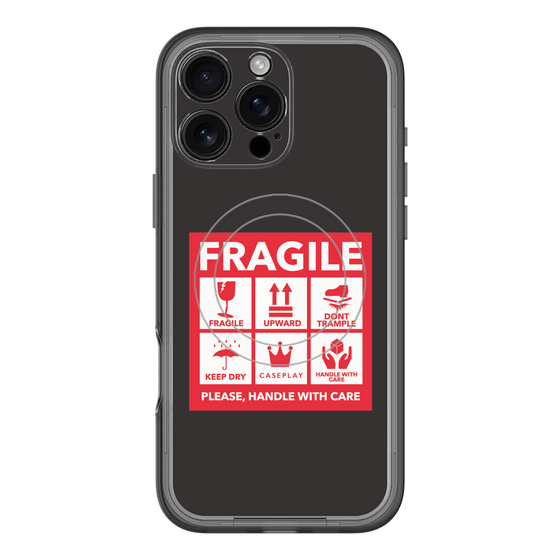 スリムプロテクションプレミアムケース with MagSafe［ FRAGILE Sticker - Black ］