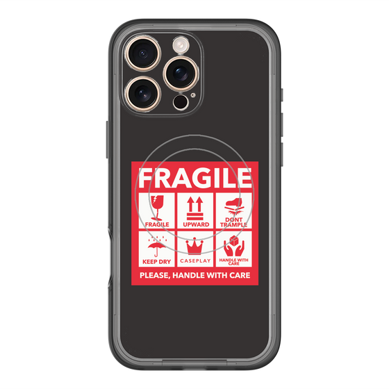 スリムプロテクションプレミアムケース with MagSafe［ FRAGILE Sticker - Black ］