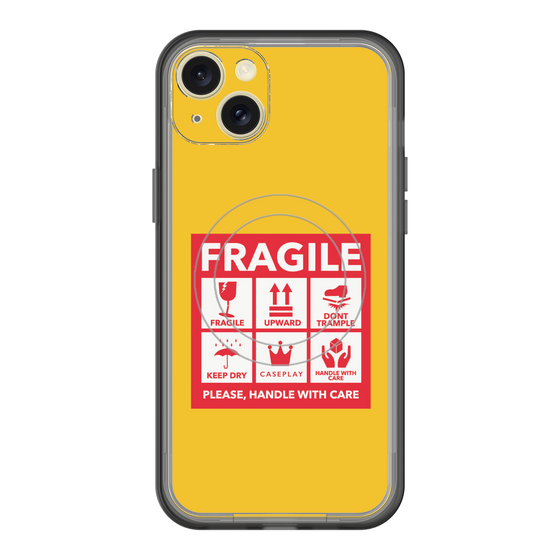 スリムプロテクションプレミアムケース with MagSafe［ FRAGILE Sticker - Yellow ］