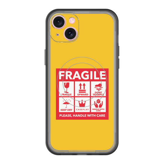 スリムプロテクションプレミアムケース with MagSafe［ FRAGILE Sticker - Yellow ］