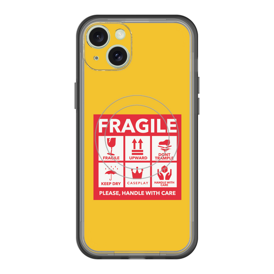 スリムプロテクションプレミアムケース with MagSafe［ FRAGILE Sticker - Yellow ］
