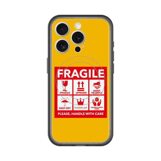 スリムプロテクションプレミアムケース with MagSafe［ FRAGILE Sticker - Yellow ］
