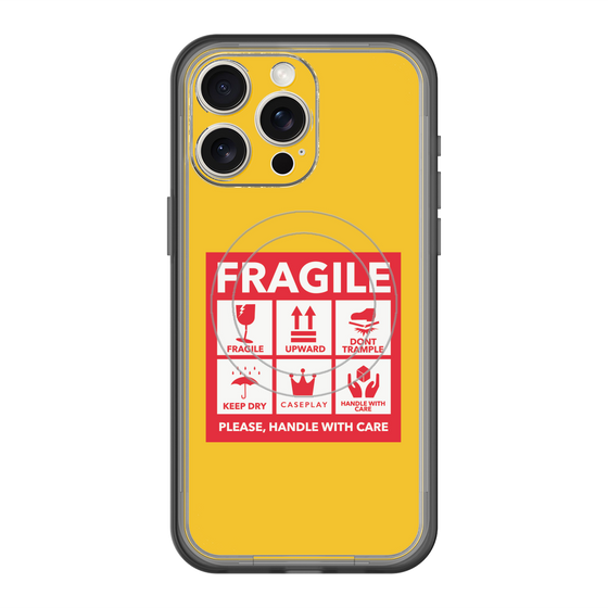 スリムプロテクションプレミアムケース with MagSafe［ FRAGILE Sticker - Yellow ］