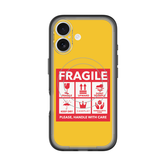 スリムプロテクションプレミアムケース with MagSafe［ FRAGILE Sticker - Yellow ］
