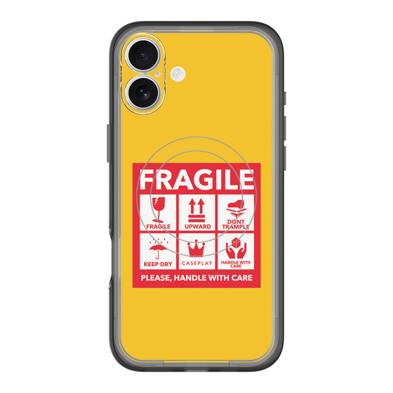スリムプロテクションプレミアムケース with MagSafe［ FRAGILE Sticker - Yellow ］