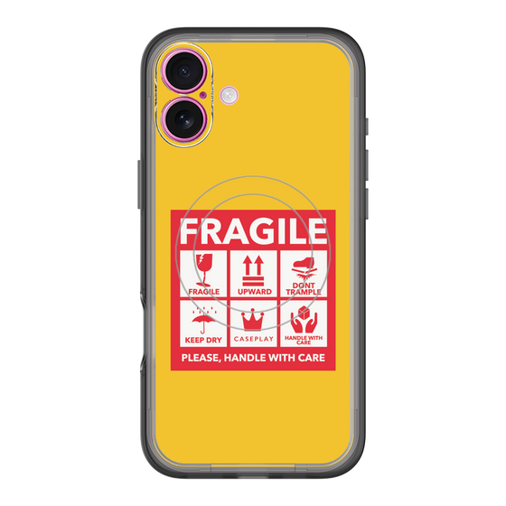スリムプロテクションプレミアムケース with MagSafe［ FRAGILE Sticker - Yellow ］