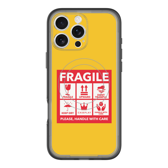スリムプロテクションプレミアムケース with MagSafe［ FRAGILE Sticker - Yellow ］