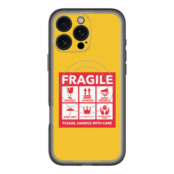 スリムプロテクションプレミアムケース with MagSafe［ FRAGILE Sticker - Yellow ］
