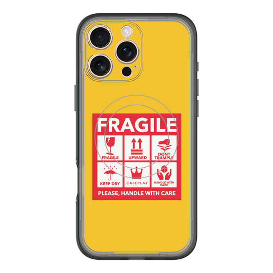 スリムプロテクションプレミアムケース with MagSafe［ FRAGILE Sticker - Yellow ］