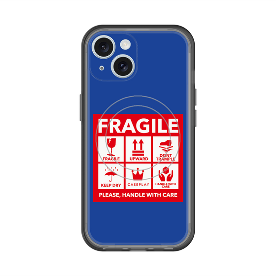 スリムプロテクションプレミアムケース with MagSafe［ FRAGILE Sticker - Blue ］