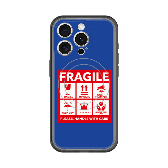 スリムプロテクションプレミアムケース with MagSafe［ FRAGILE Sticker - Blue ］