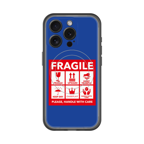 スリムプロテクションプレミアムケース with MagSafe［ FRAGILE Sticker - Blue ］