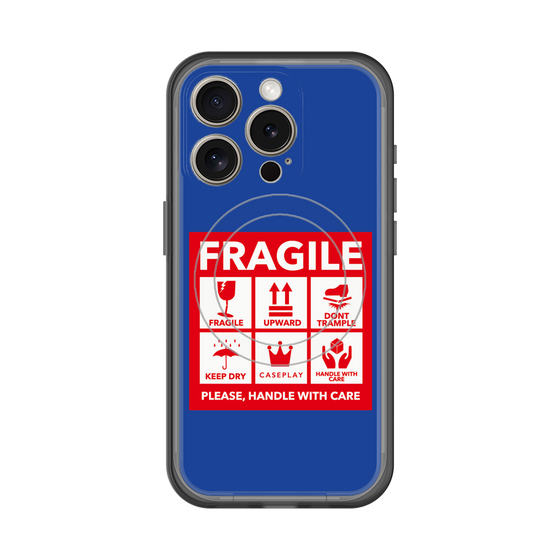 スリムプロテクションプレミアムケース with MagSafe［ FRAGILE Sticker - Blue ］